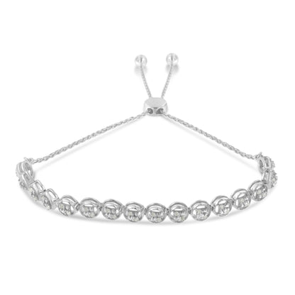 .925 Sterling Silver 1/4 cttw Round-cut Diamond Bolo Bracelet (I-J Color, I3 Clarity) Bids.com