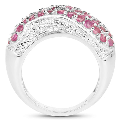 1.81 Carat Genuine Ruby and White Zircon .925 Sterling Silver Ring Bids.com