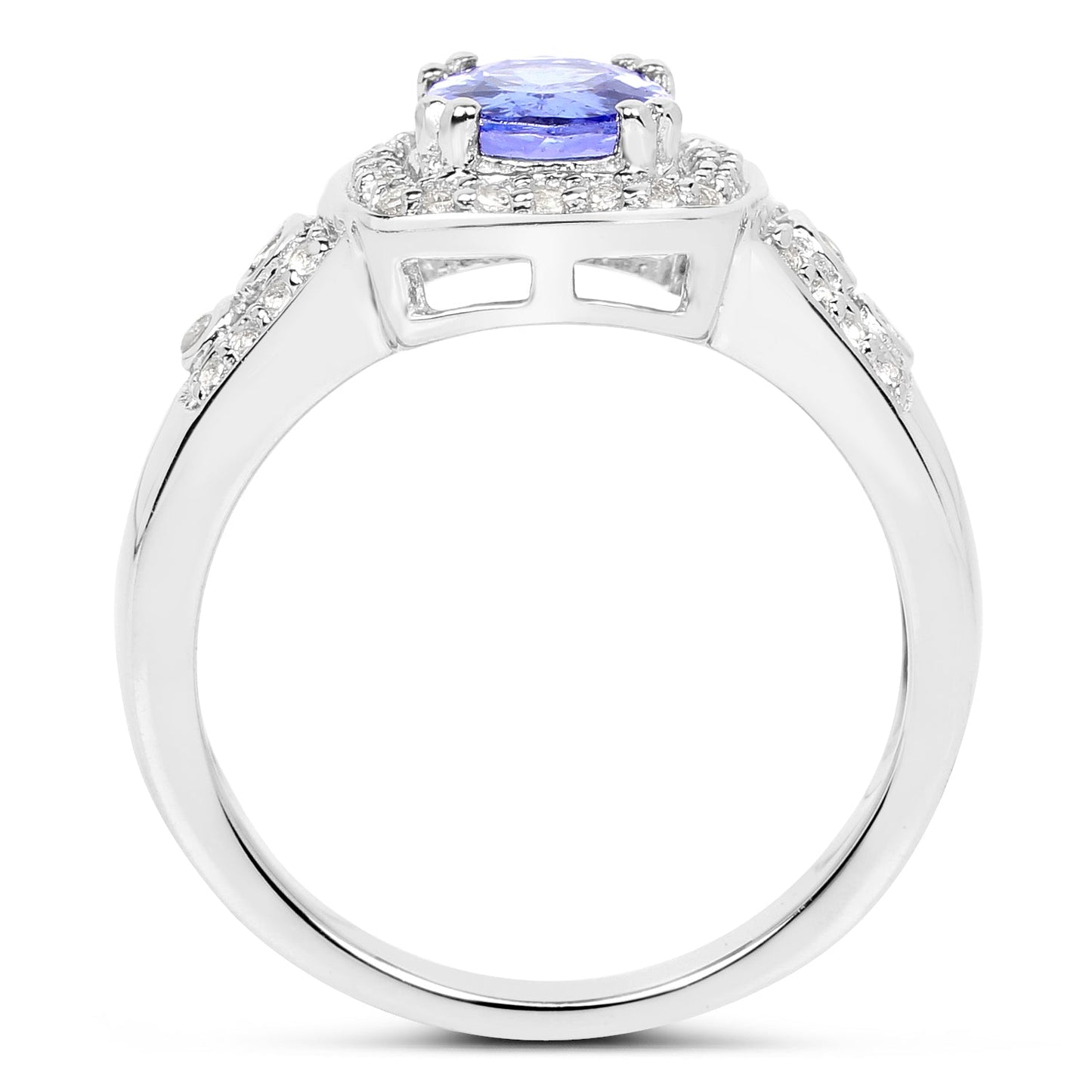 1.42 Carat Genuine Tanzanite & White Topaz .925 Sterling Silver Ring Bids.com