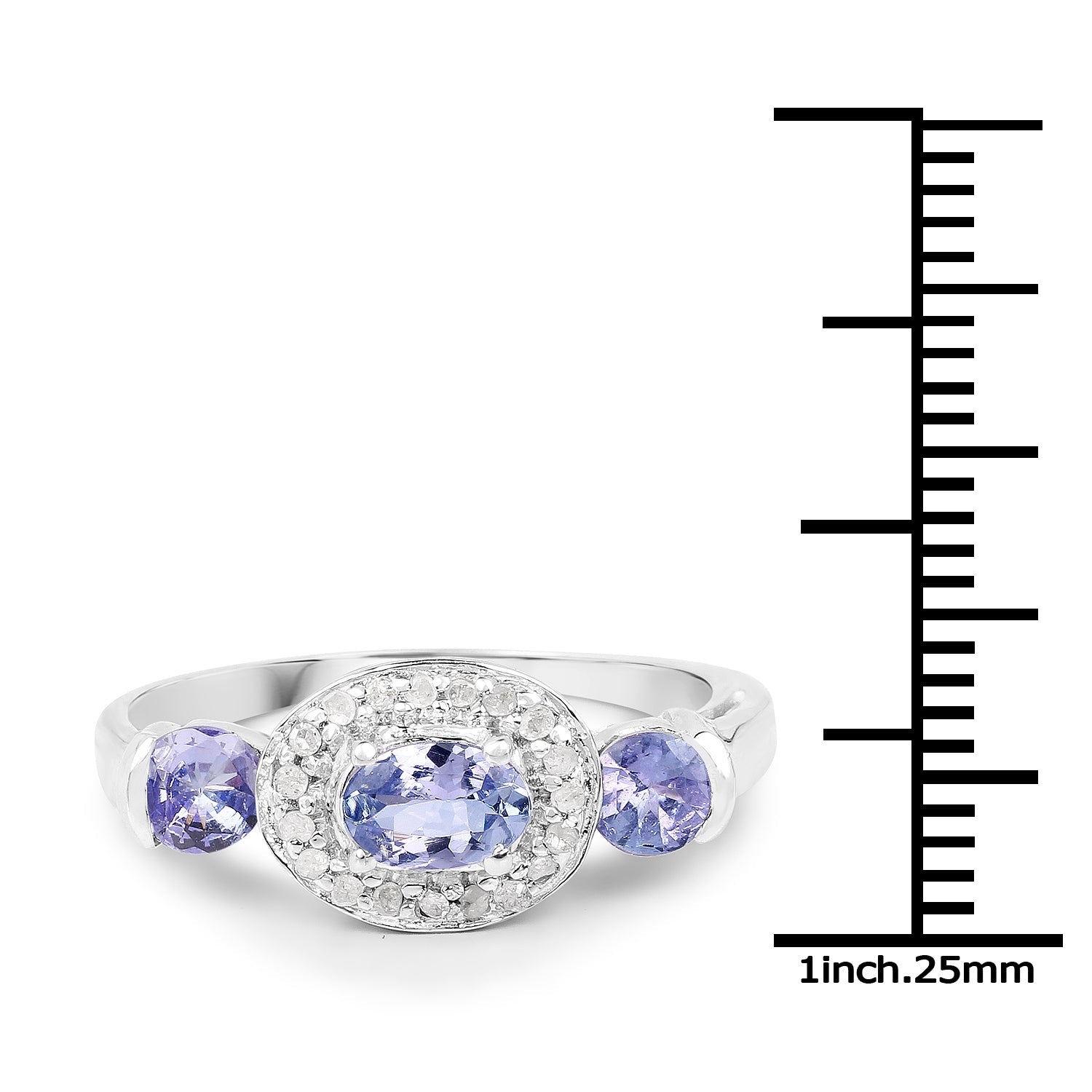 1.00 Carat Genuine Tanzanite and White Topaz .925 Sterling Silver Ring Bids.com