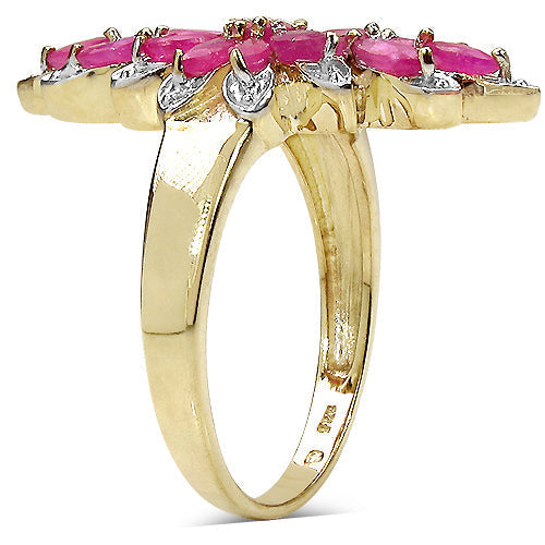 14K Yellow Gold Plated 2.04 Carat Genuine Ruby .925 Sterling Silver Ring Bids.com