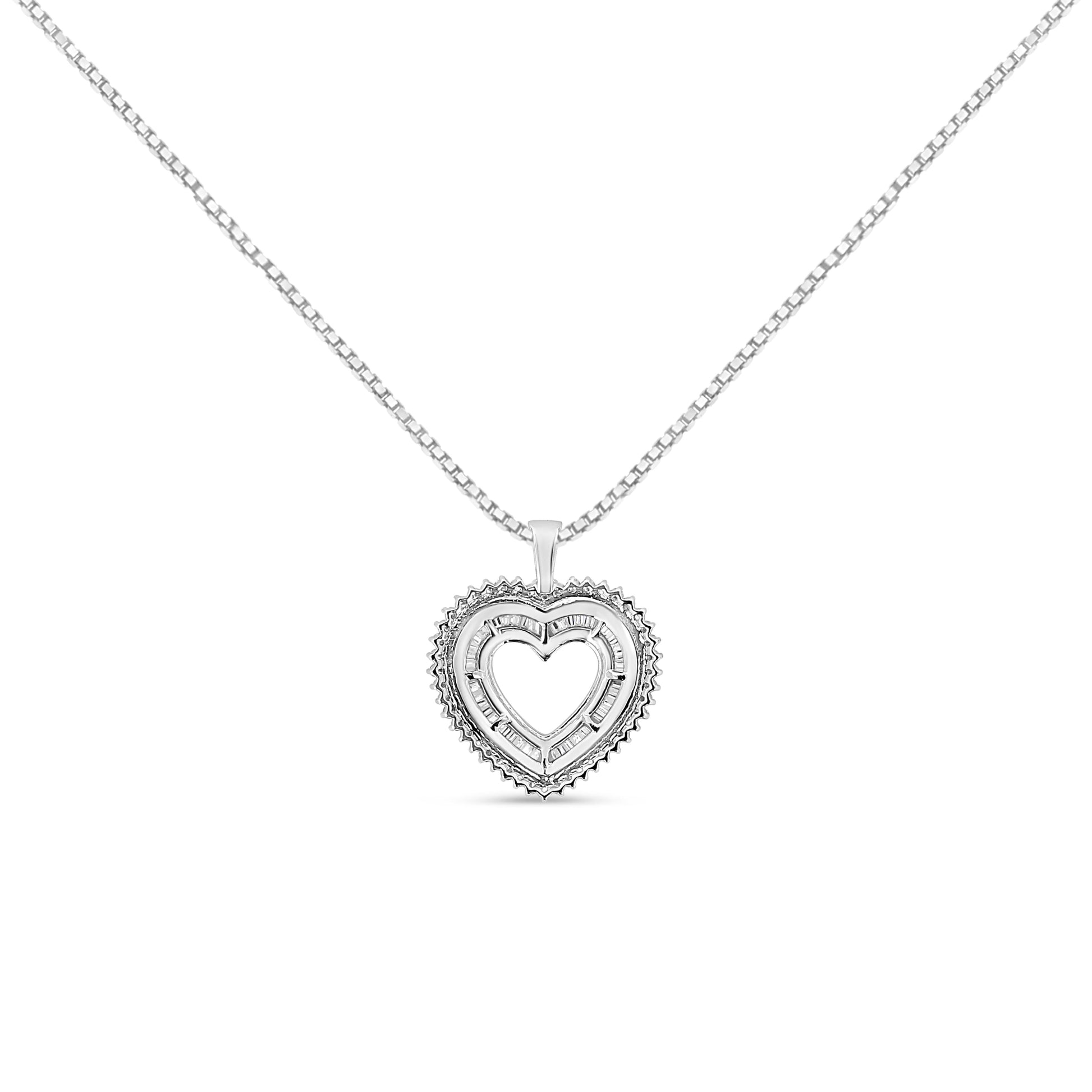 .925 Sterling Silver 1.0 Ctw Diamond Shadow Open Heart Halo 18" Pendant Necklace (I-J Color, I1-I2 Clarity) Bids.com