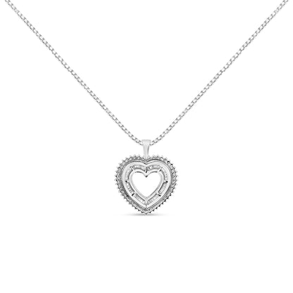 .925 Sterling Silver 1.0 Ctw Diamond Shadow Open Heart Halo 18" Pendant Necklace (I-J Color, I1-I2 Clarity) Bids.com
