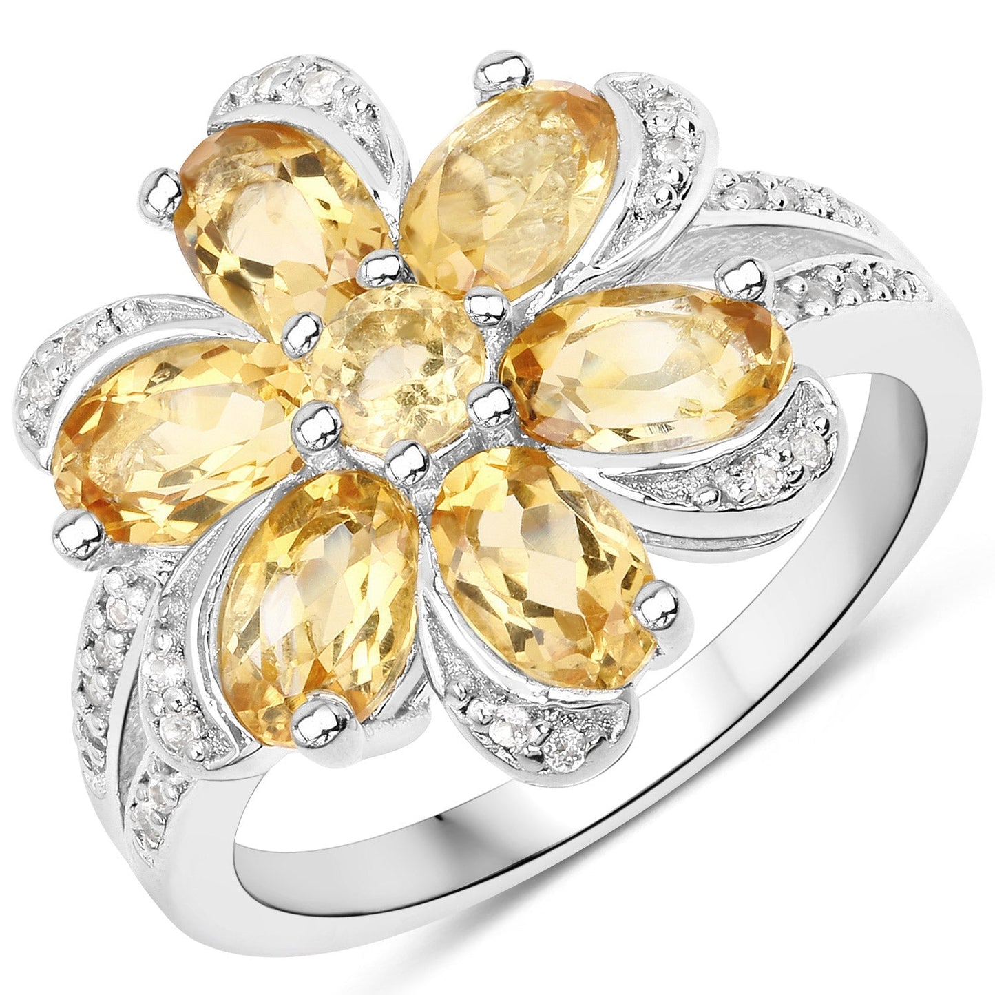 7.92 Carat Genuine Citrine and White Topaz .925 Sterling Silver 3 Piece Jewelry Set (Ring, Earrings, and Pendant w/ Chain) Bids.com