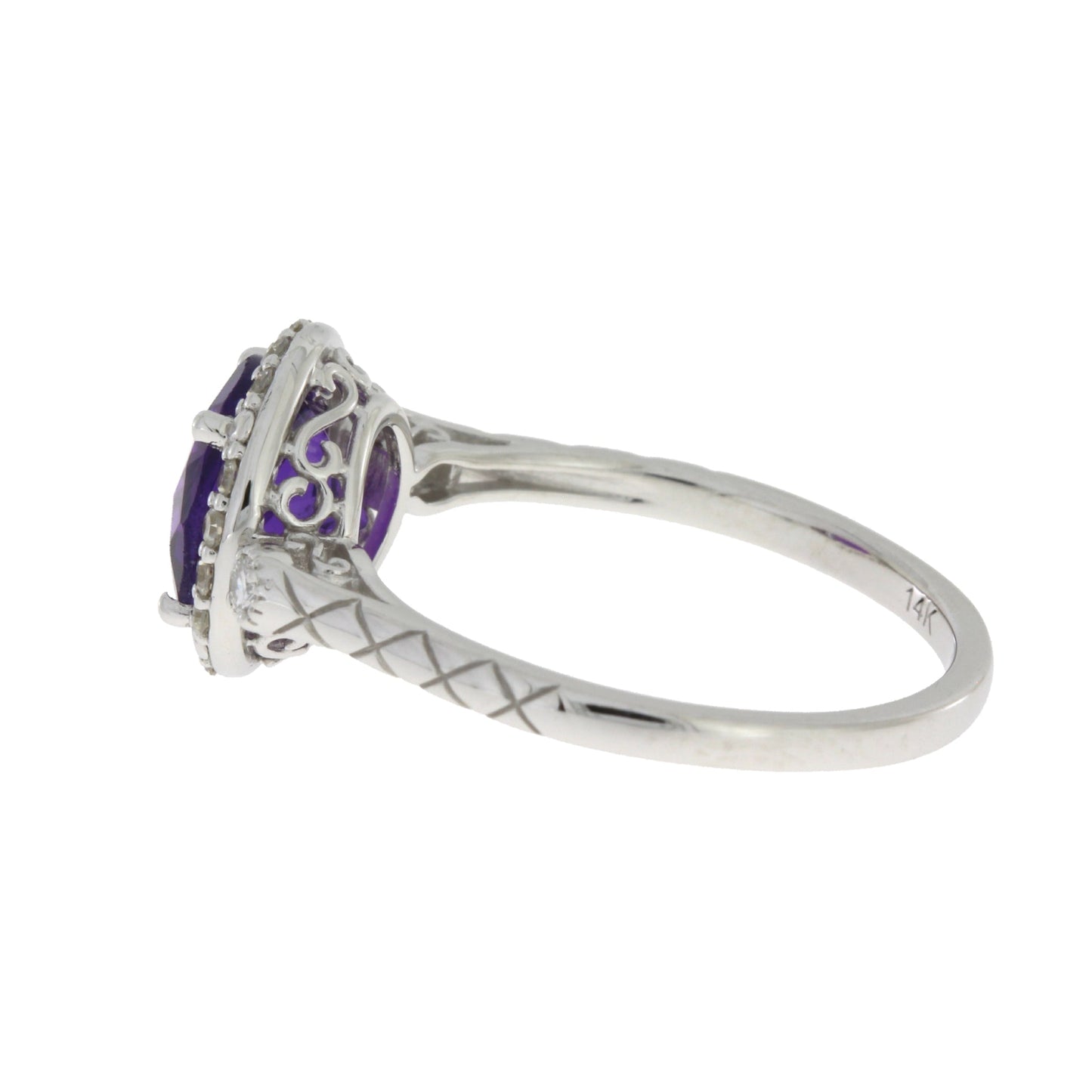 Genuine 2.07ct Amethyst Diamond Ring 14KT White Gold Bids.com