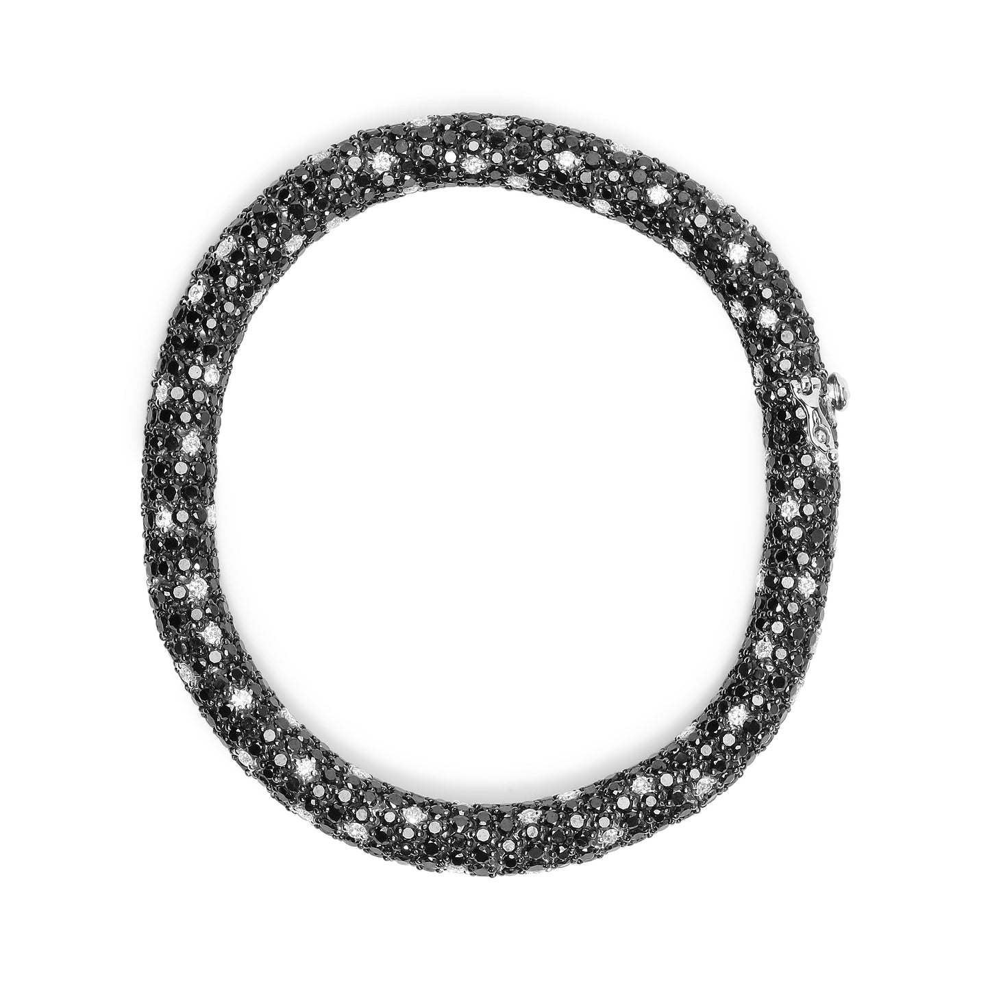 18K White Gold 20.0 Cttw Black and White Pave Set Diamond Eternity Snake Skin Style Tennis Bracelet (Black and G-H Color, SI1-SI2 Clarity) - Size 7" Bids.com