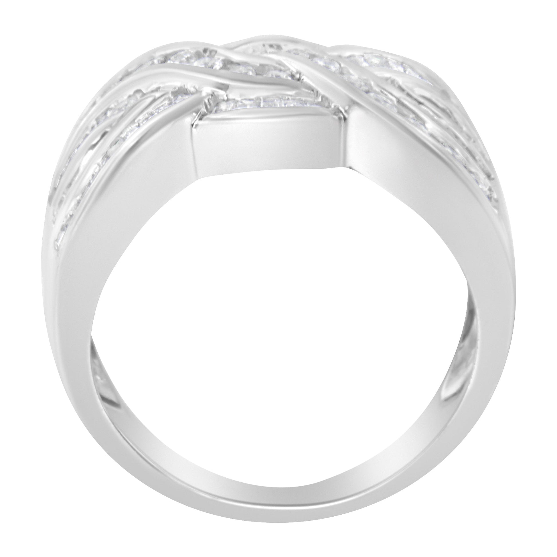 10K White Gold Diamond Bypass Ring (1 Cttw, H-I Color, I1-I2 Clarity) - Size 6-3/4 Bids.com