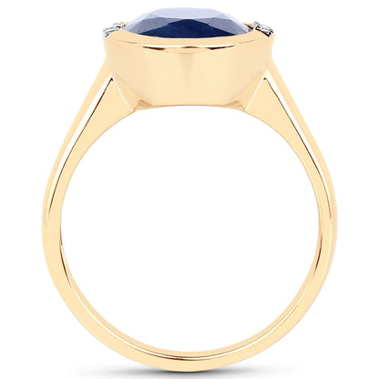 4.85 Carat Genuine Blue Sapphire and White Diamond 14K Yellow Gold Ring Bids.com