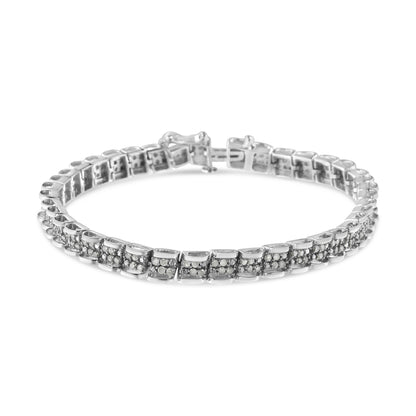 .925 Sterling Silver 2.0 Cttw Diamond 7" Round Miracle Plate Link Bracelet (I-J Color, I2-I3 Clarity) Bids.com