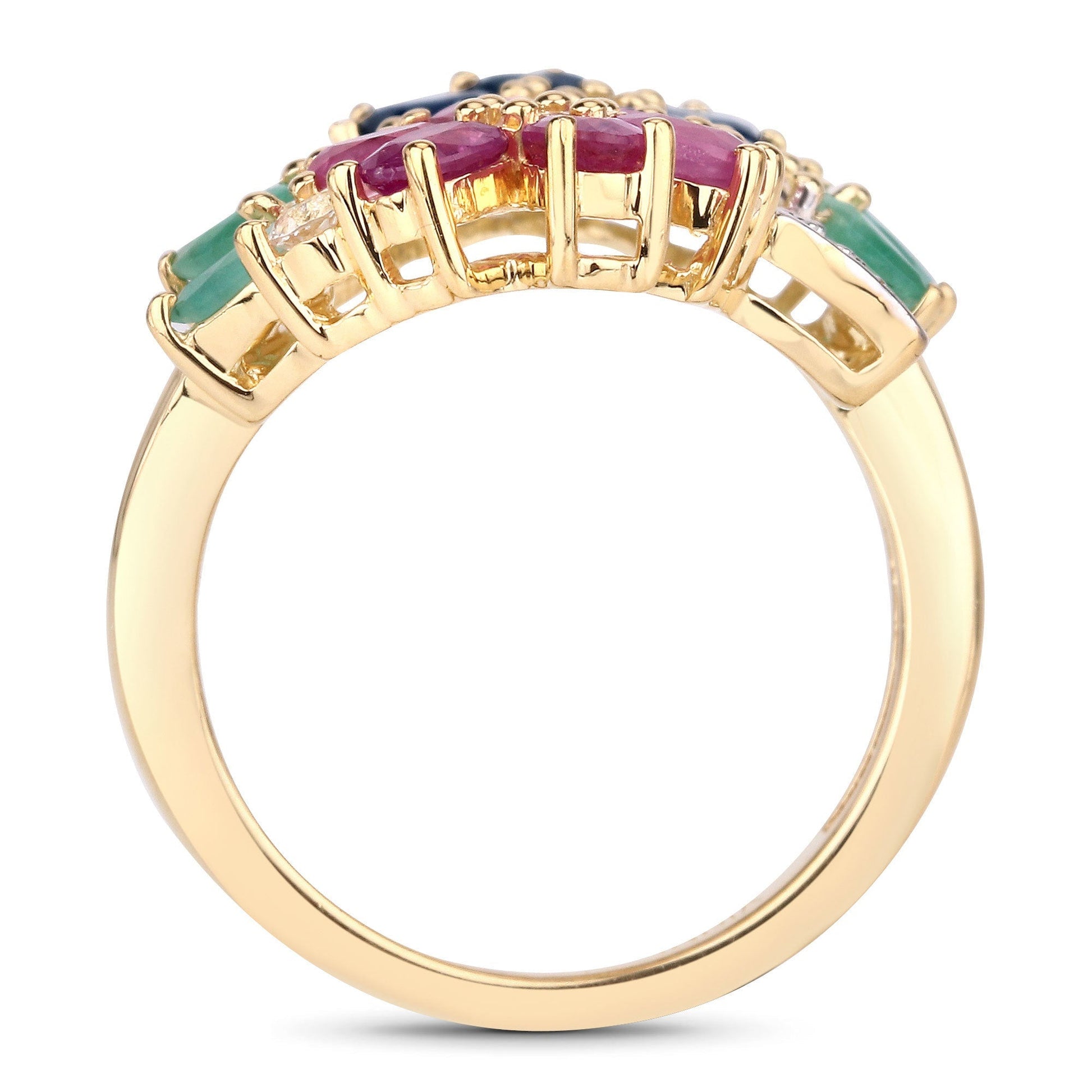 3.65 Carat Genuine Multi Stones .925 Sterling Silver Ring Bids.com