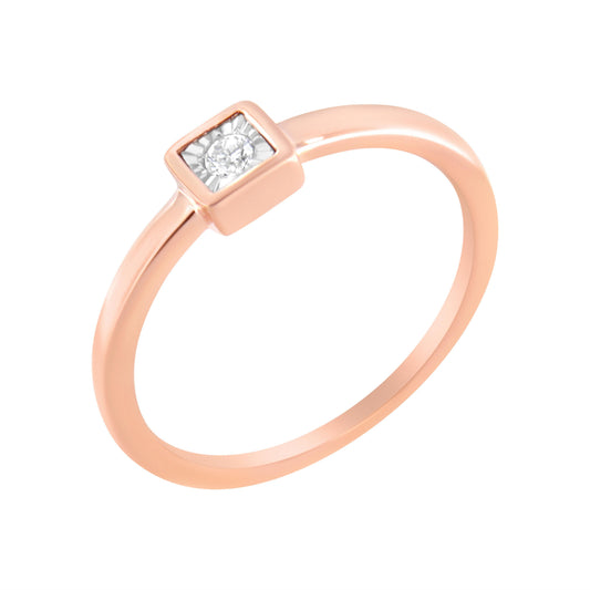 14K Rose Gold Plated .925 Sterling Silver 1/20 cttw Miracle Set Diamond Promise Ring (J-K Color, I1-I2 Clarity) - Size 6 Bids.com