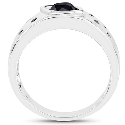 0.59 Carat Genuine Black Diamond .925 Sterling Silver Ring Bids.com