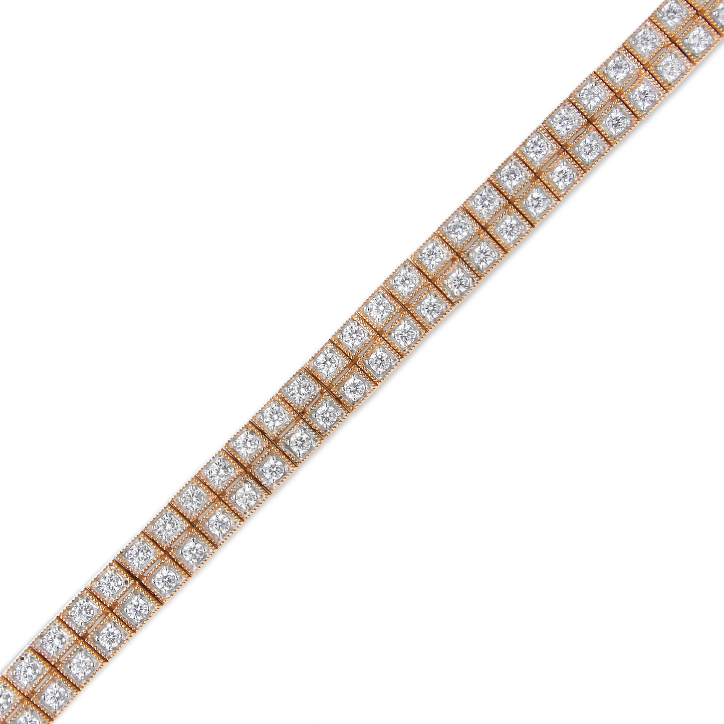 14K Rose Gold 3.0 Cttw Lab Grown Diamond Two Row Milgrain 7" Inch Tennis Bracelet (G-H Color, VS2-SI1 Clarity) Bids.com