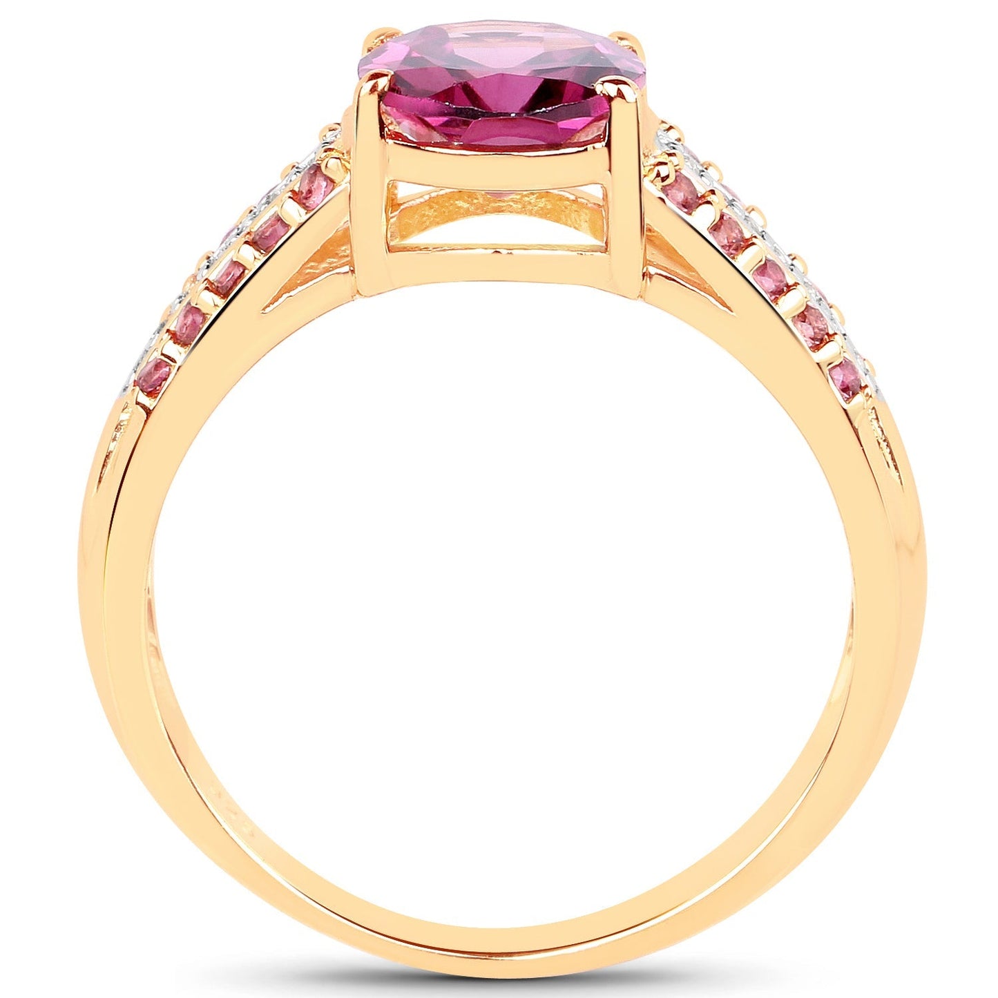 14K Yellow Gold Plated 3.32 Carat Genuine Rhodolite and White Topaz .925 Sterling Silver Ring Bids.com