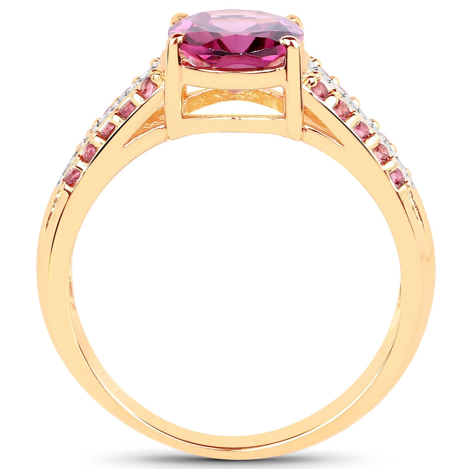 14K Yellow Gold Plated 3.32 Carat Genuine Rhodolite and White Topaz .925 Sterling Silver Ring Bids.com