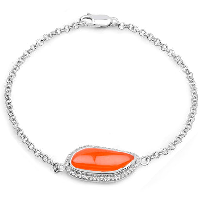 5.50 Carat Genuine Carnelian And White Topaz .925 Sterling Silver Bracelet Bids.com