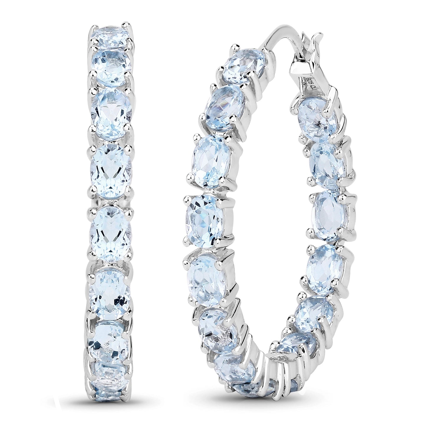 5.70 Carat Genuine Blue Topaz .925 Sterling Silver Earrings Bids.com