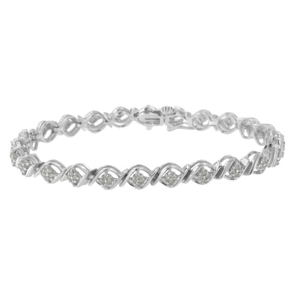 Sterling Silver Diamond Cluster Link Bracelet (1 cttw, I-J Color, I2-I3 Clarity) Bids.com