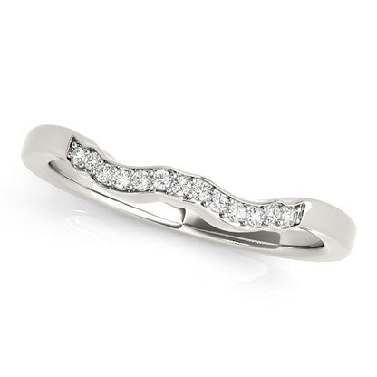 14k White Gold Wavy Style Diamond Wedding Ring (1/15 cttw) Bids.com