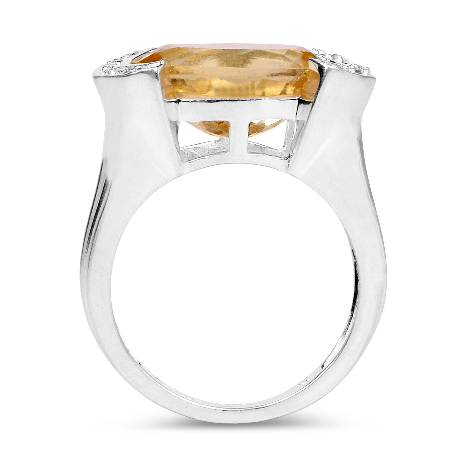 4.55 Carat Genuine Citrine and White Diamond .925 Sterling Silver Ring Bids.com