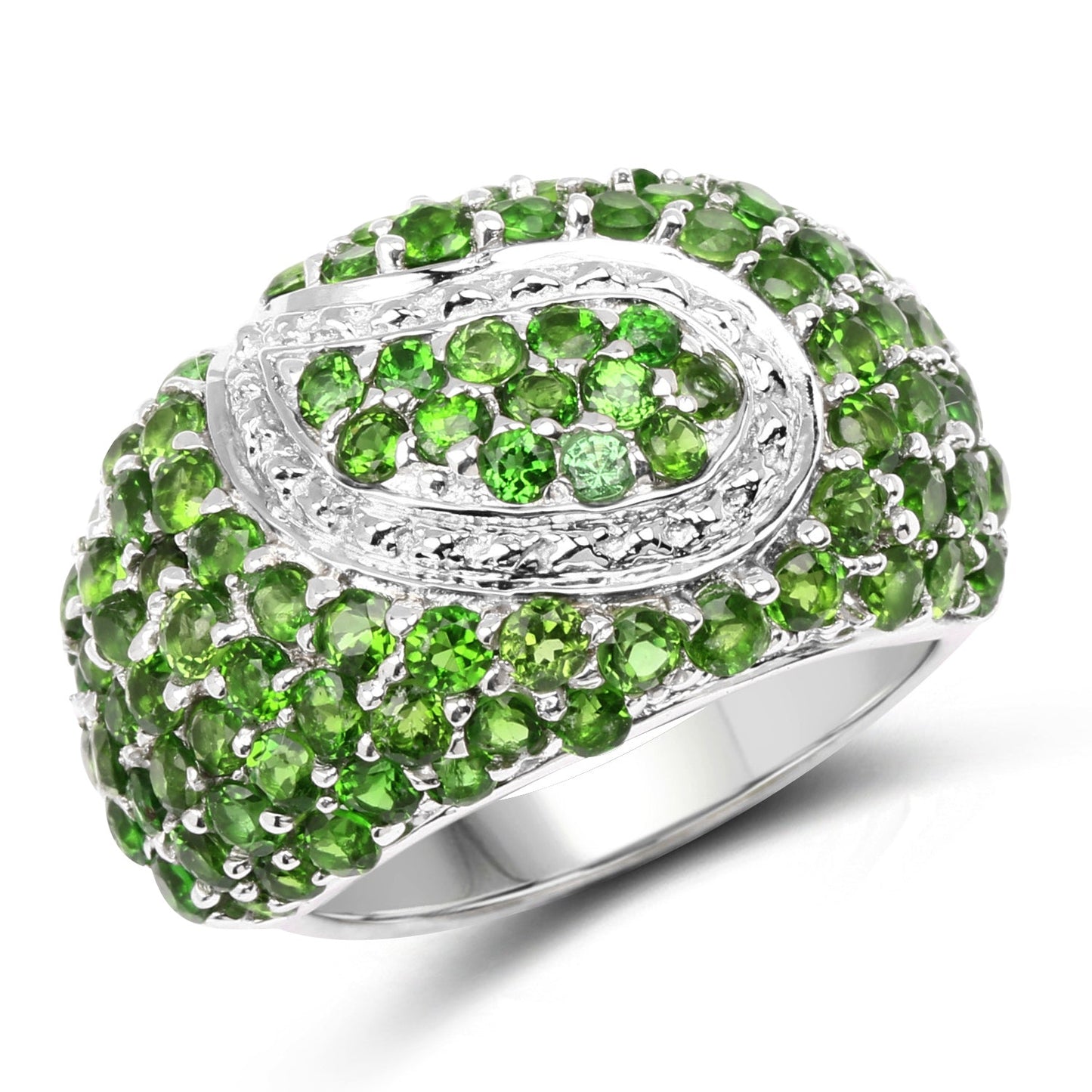5.18 Carat Genuine Chrome Diopside .925 Sterling Silver Ring Bids.com