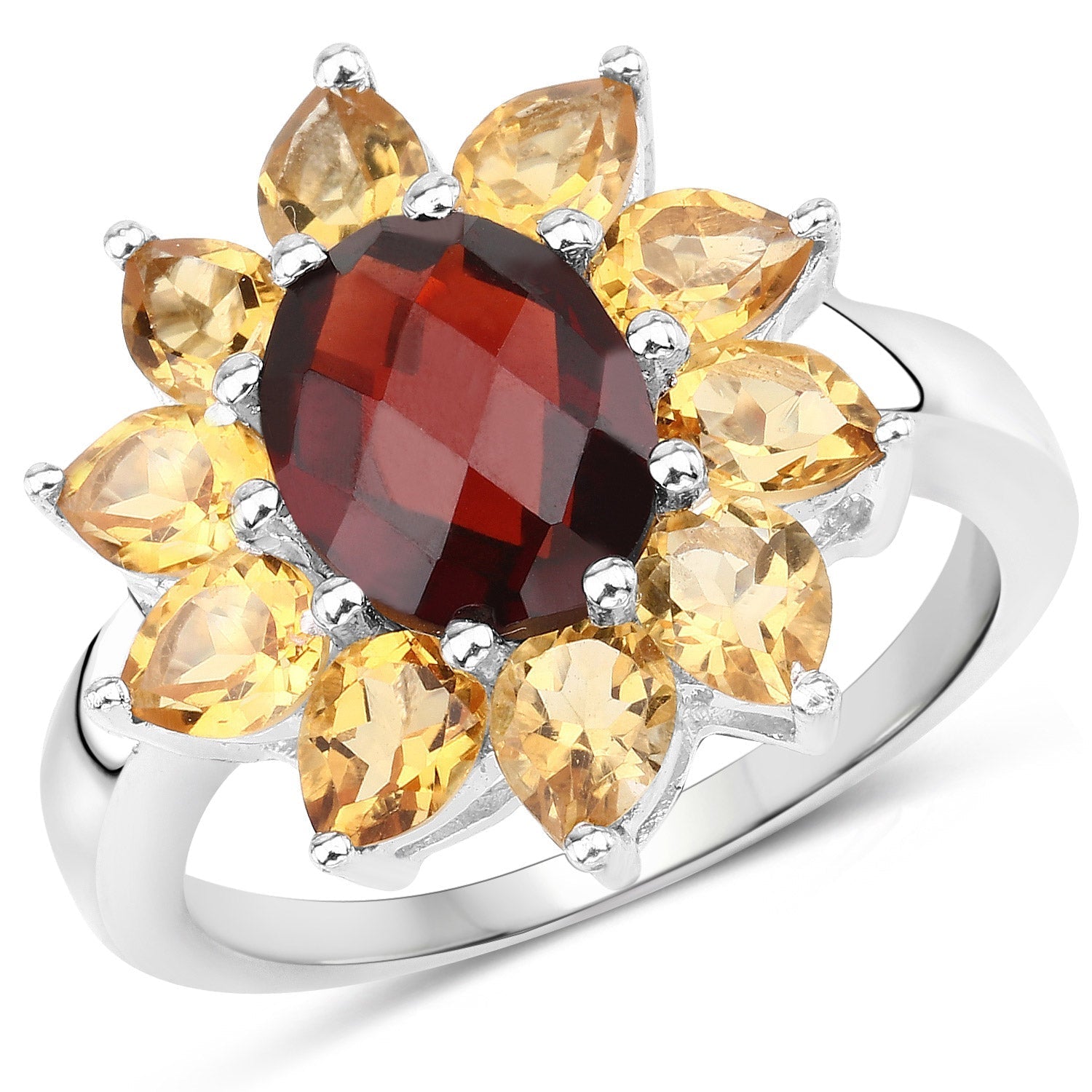 5.50 Carat Genuine Garnet and Citrine .925 Sterling Silver Ring Bids.com