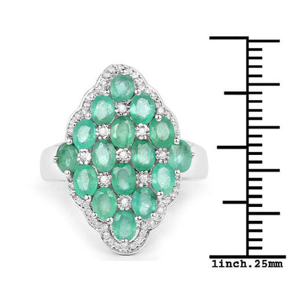 2.68 Carat Genuine Zambian Emerald and White Zircon .925 Sterling Silver Ring Bids.com