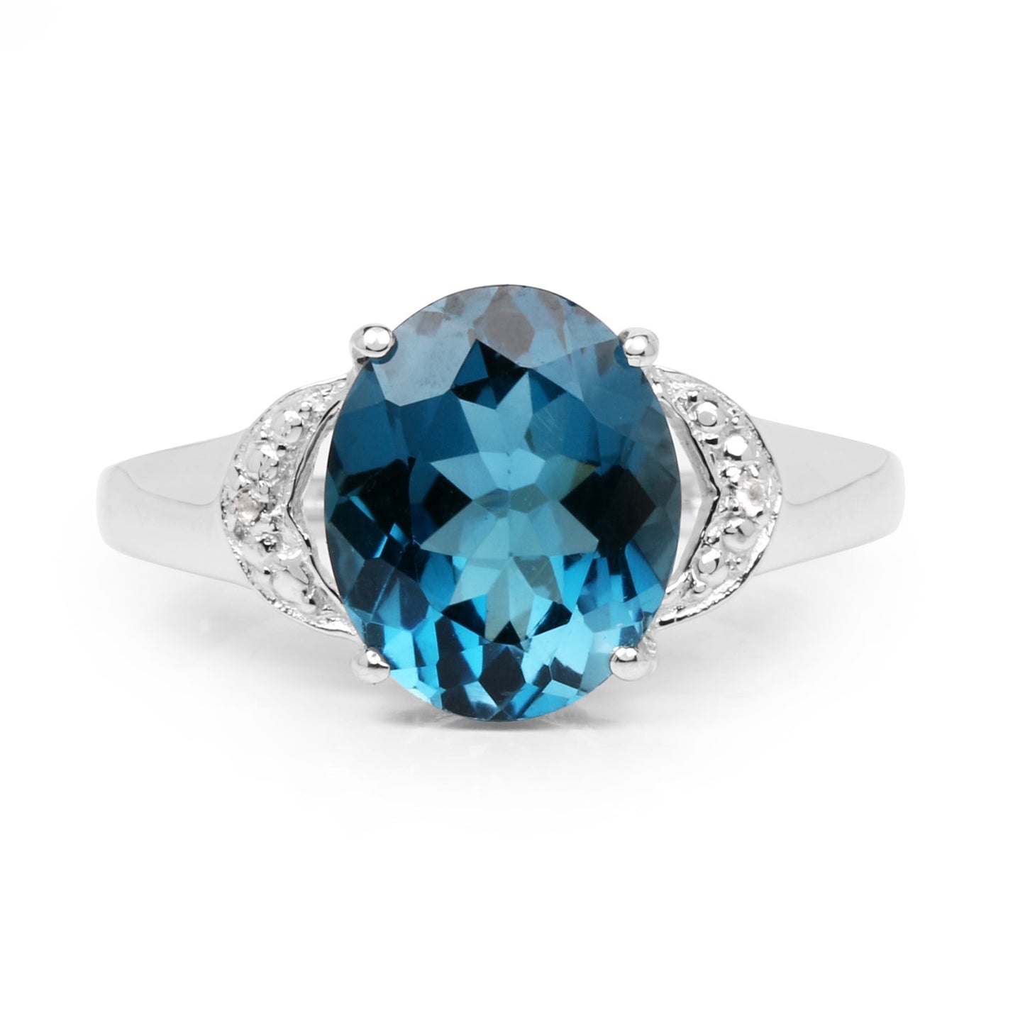 4.26 Carat Genuine London Blue Topaz & White Topaz .925 Sterling Silver Ring Bids.com