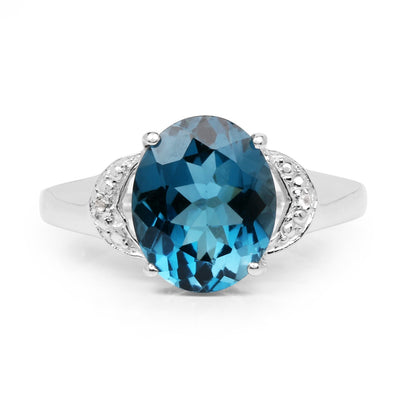 4.26 Carat Genuine London Blue Topaz & White Topaz .925 Sterling Silver Ring Bids.com