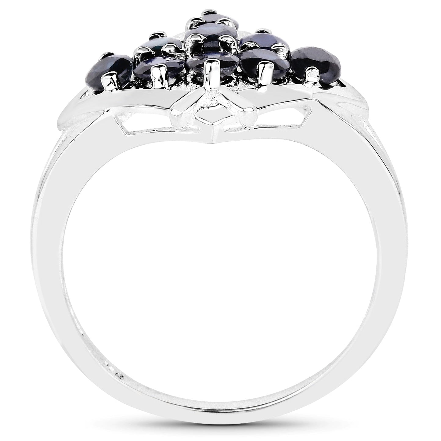 1.80 Carat Genuine Blue Sapphire .925 Sterling Silver Ring Bids.com