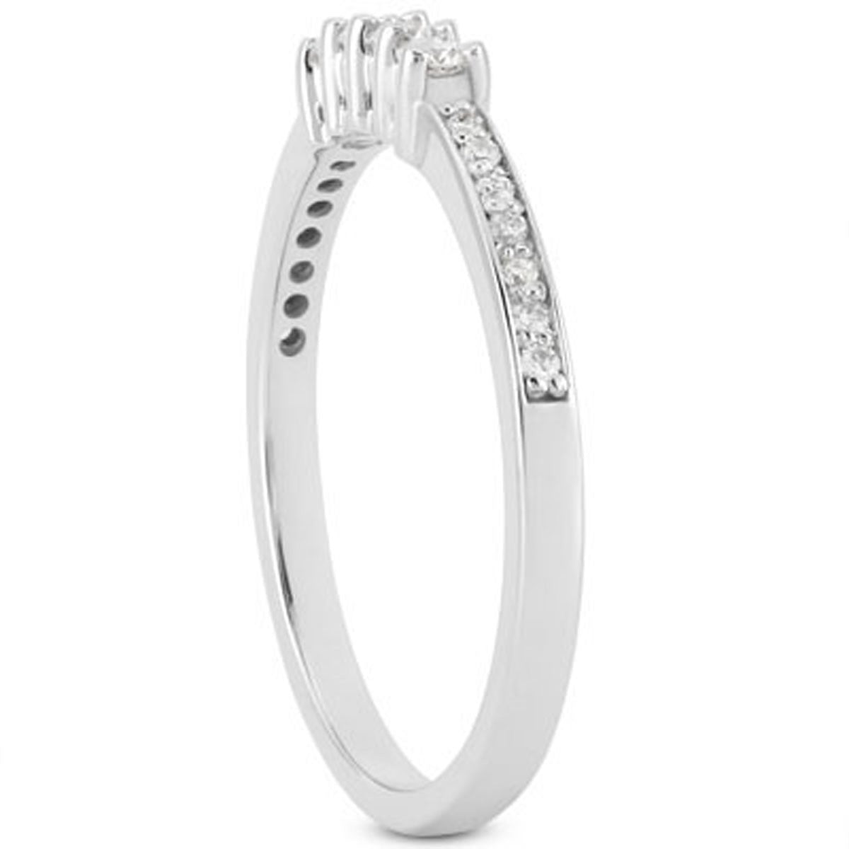14k White Gold Wedding Band with Pave Set Diamonds and Prong Set Diamonds Bids.com