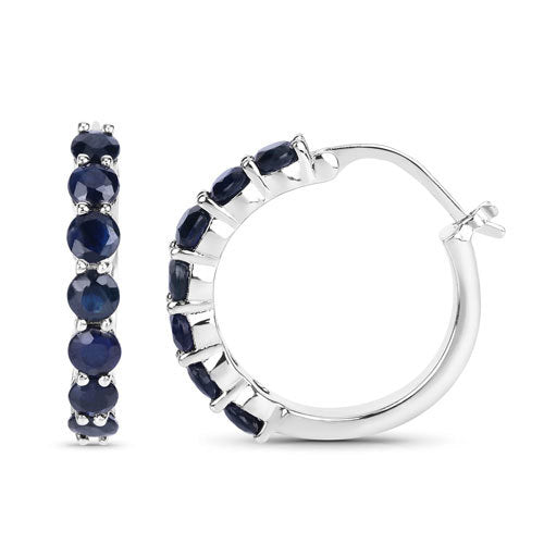 2.66 Carat Genuine Blue Sapphire .925 Sterling Silver Earrings Bids.com