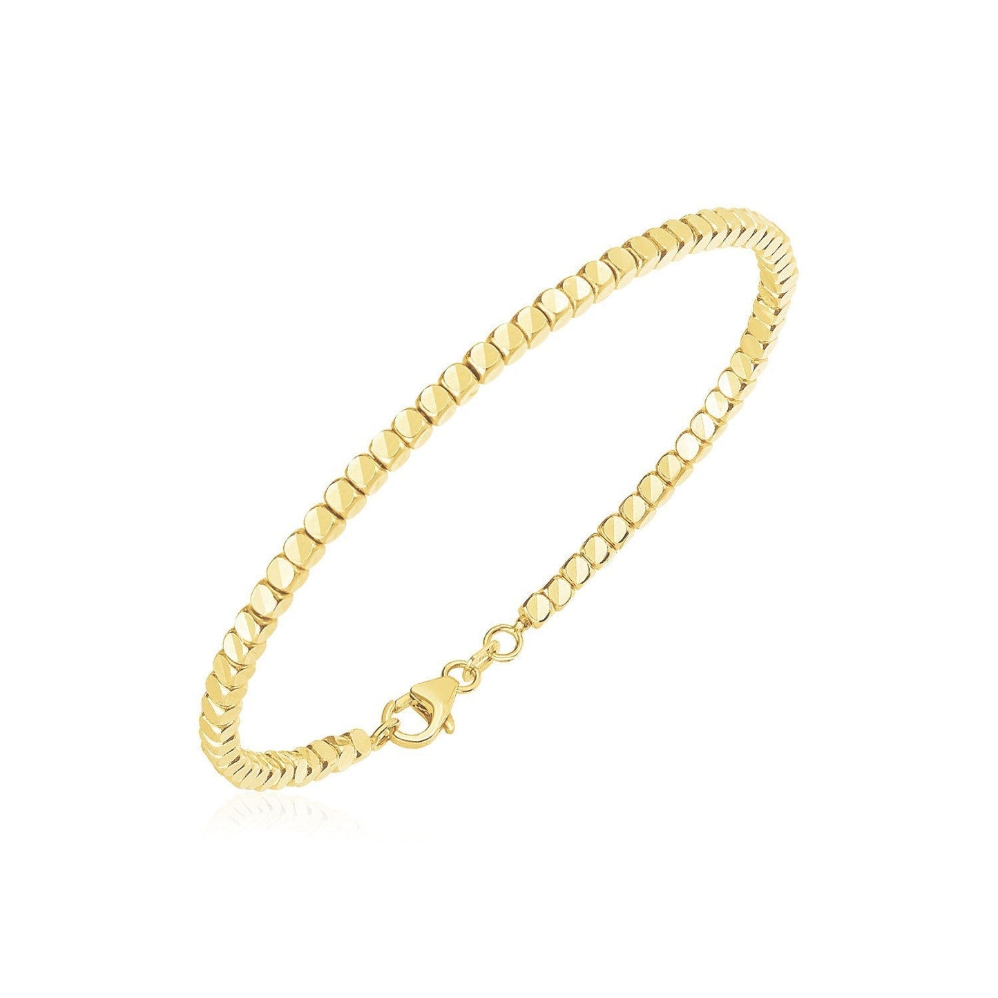 14k Yellow Gold High Polish Bead Cuff Bangle Bids.com