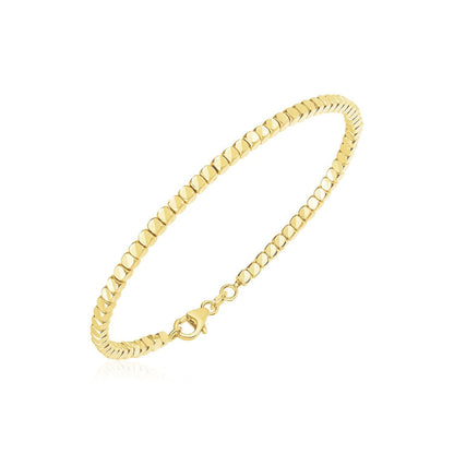 14k Yellow Gold High Polish Bead Cuff Bangle Bids.com
