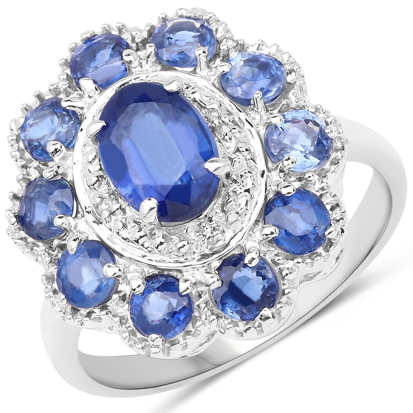 2.47 Carat Genuine Kyanite & White Topaz .925 Sterling Silver Ring Bids.com