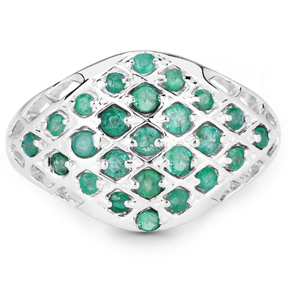 0.90 Carat Genuine Emerald .925 Sterling Silver Ring Bids.com
