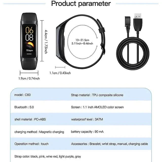C60 Smart Watch 1.1" Fitness Bluetooth Watch DailySale