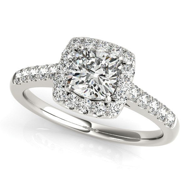14k White Gold Square Outer Shape Round Diamond Engagement Ring (3/4 cttw) Bids.com