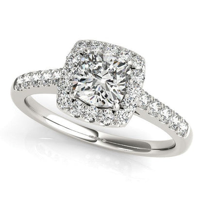 14k White Gold Square Outer Shape Round Diamond Engagement Ring (3/4 cttw) Bids.com