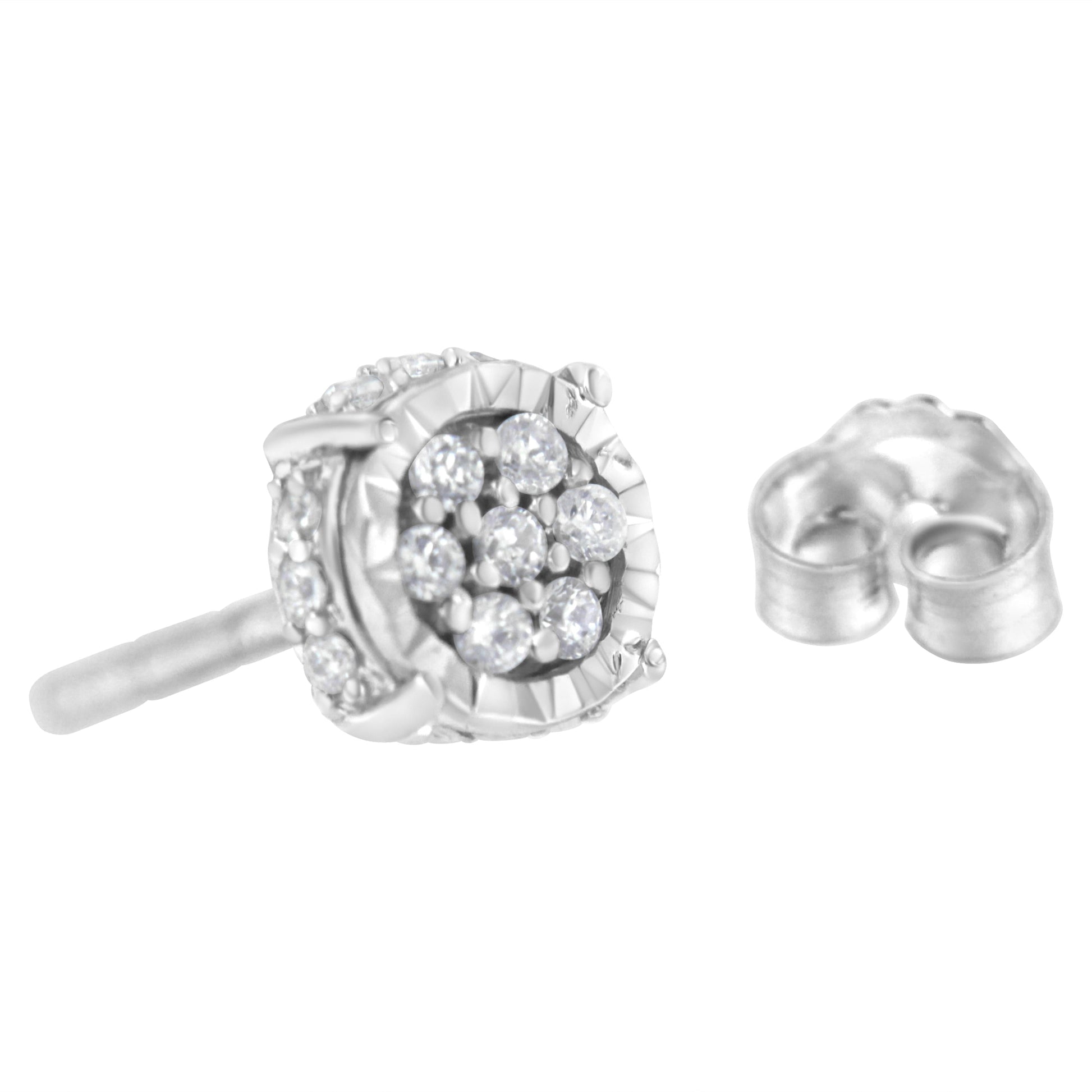 .925 Sterling Silver 1/3 cttw Round-cut Diamond Floral Stud Earring (I-J Clarity, I3 Color) Bids.com