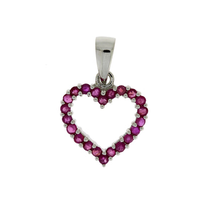 Natural .37ct Ruby Heart Love Pendant 10KT White Gold Bids.com