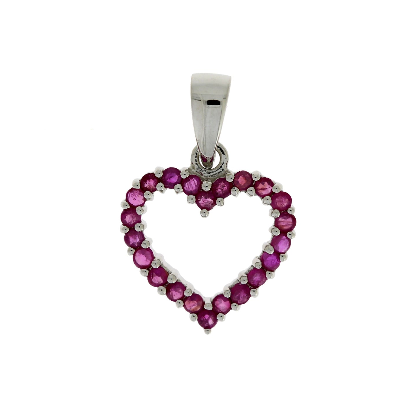 Natural .37ct Ruby Heart Love Pendant 10KT White Gold Bids.com