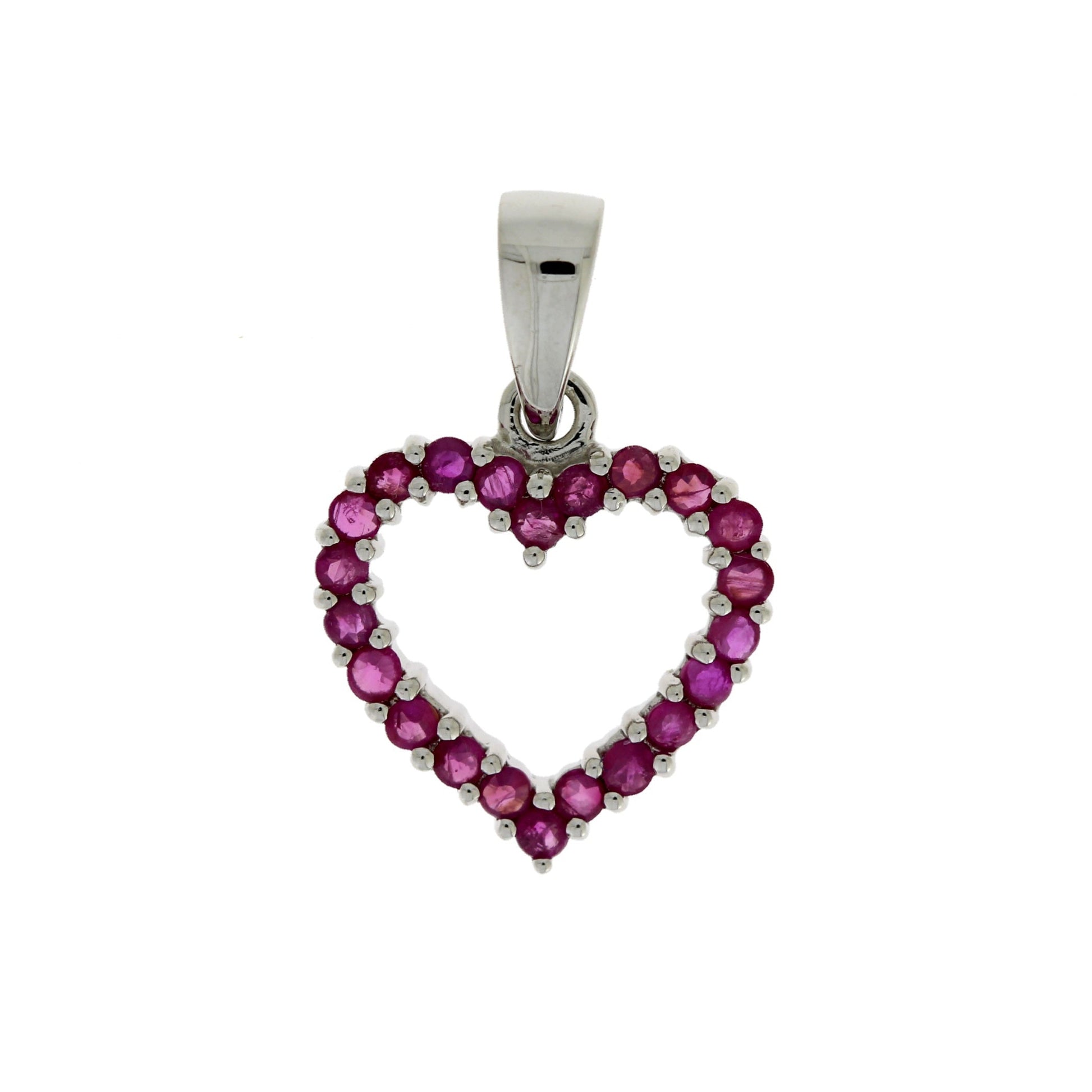 Natural .37ct Ruby Heart Love Pendant 10KT White Gold Bids.com