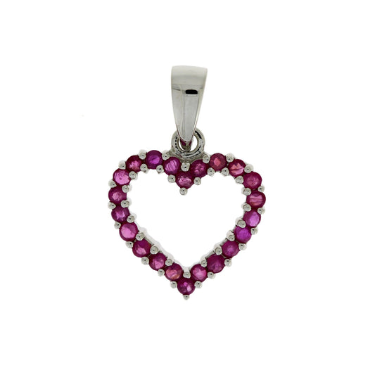 Natural .37ct Ruby Heart Love Pendant 10KT White Gold Bids.com
