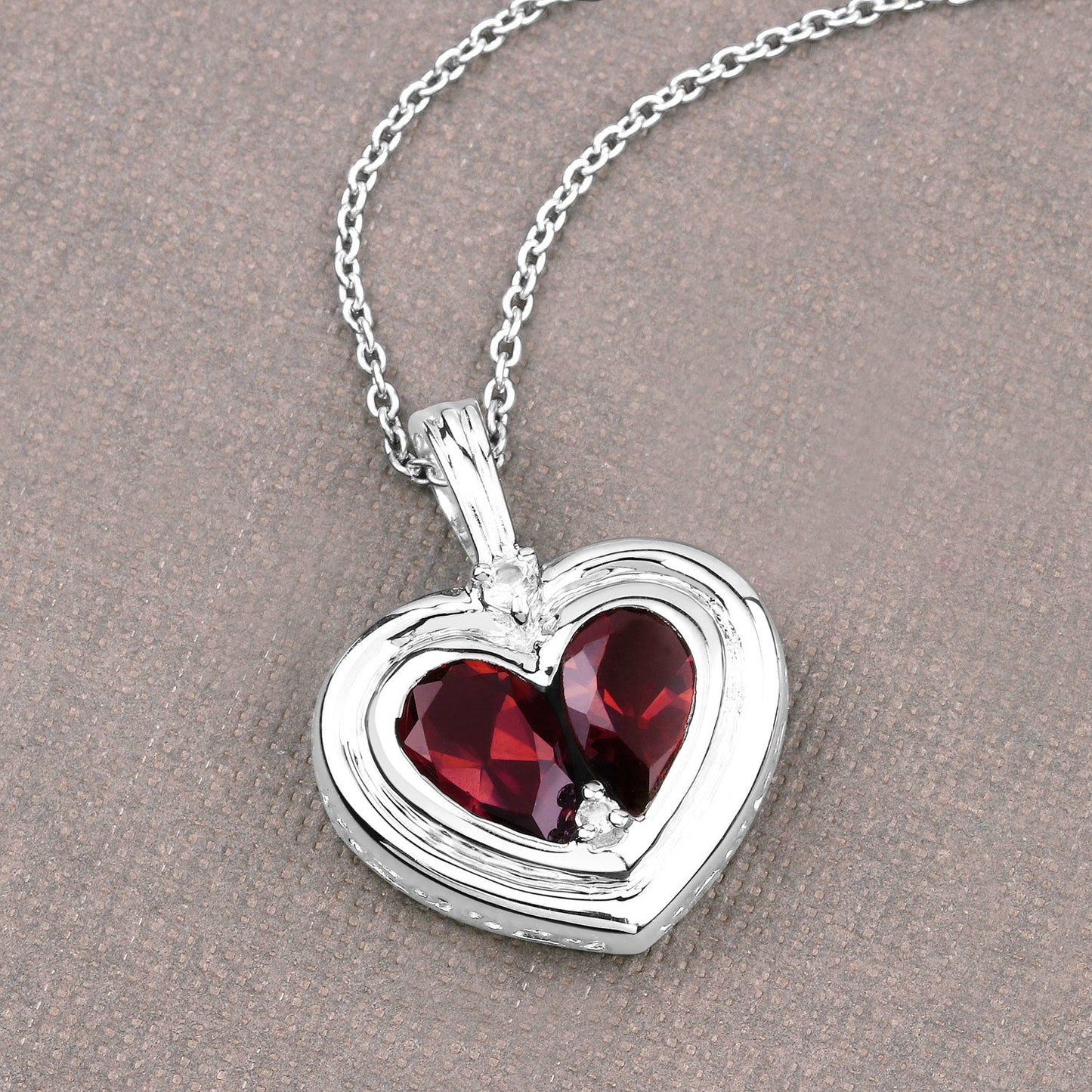 2.66 Carat Genuine Garnet and White Topaz .925 Sterling Silver Pendant Bids.com