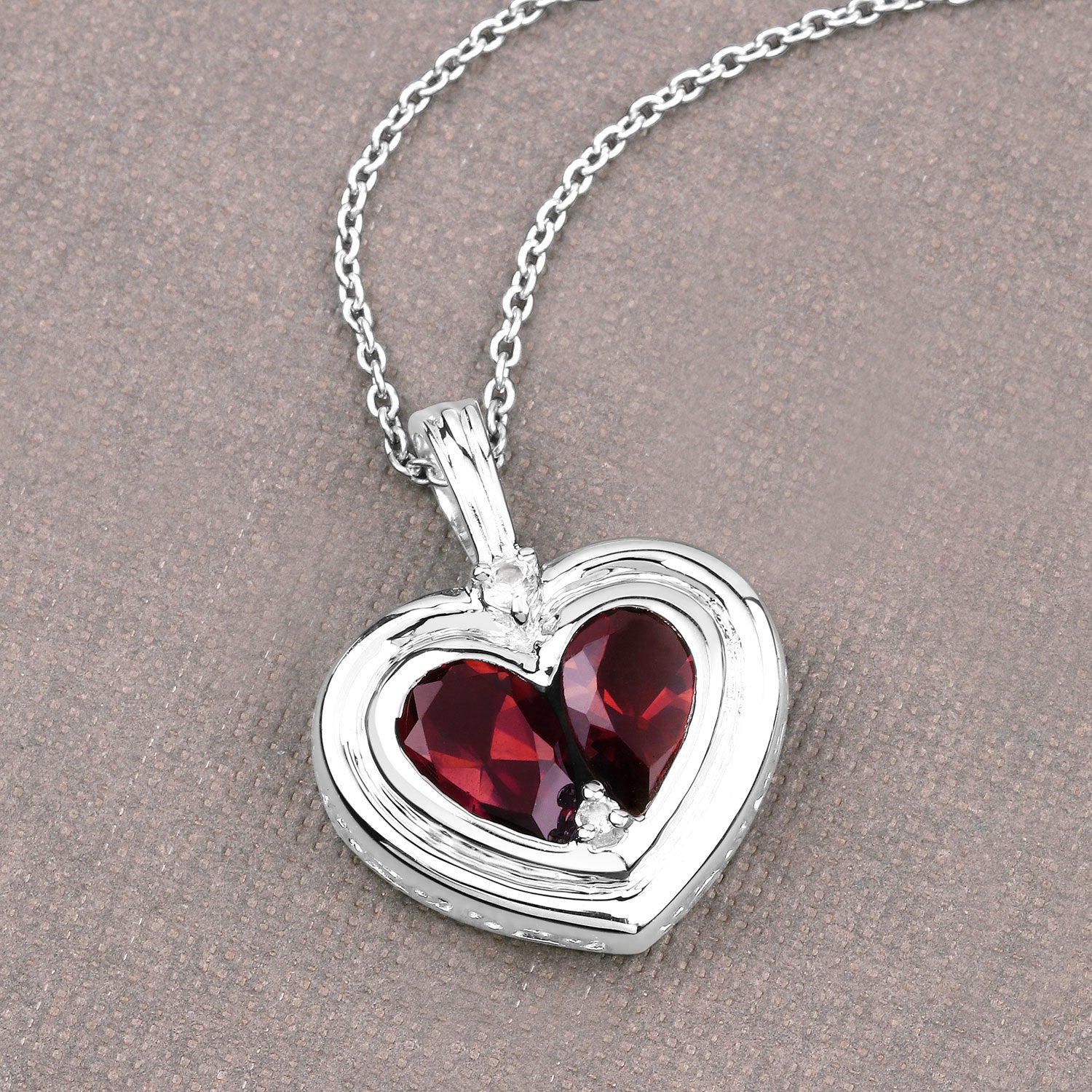 2.66 Carat Genuine Garnet and White Topaz .925 Sterling Silver Pendant Bids.com