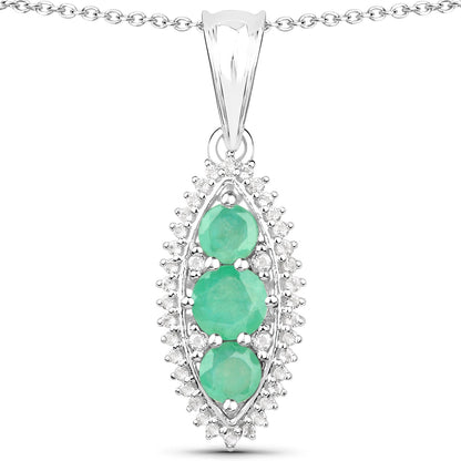 3.52 Carat Genuine Zambian Emerald and White Topaz .925 Sterling Silver 3 Piece Jewelry Set (Ring, Earrings, and Pendant w/ Chain) Bids.com