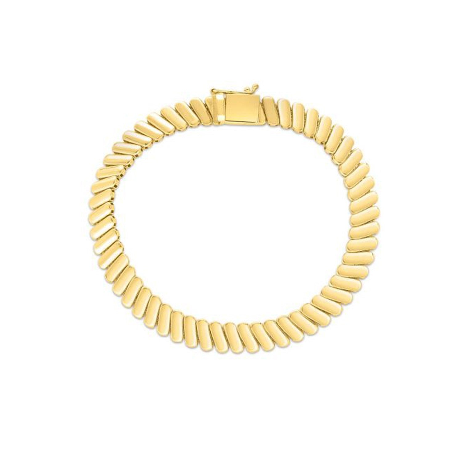 14k Yellow Gold Rib Link Bracelet (7.00 mm) Bids.com