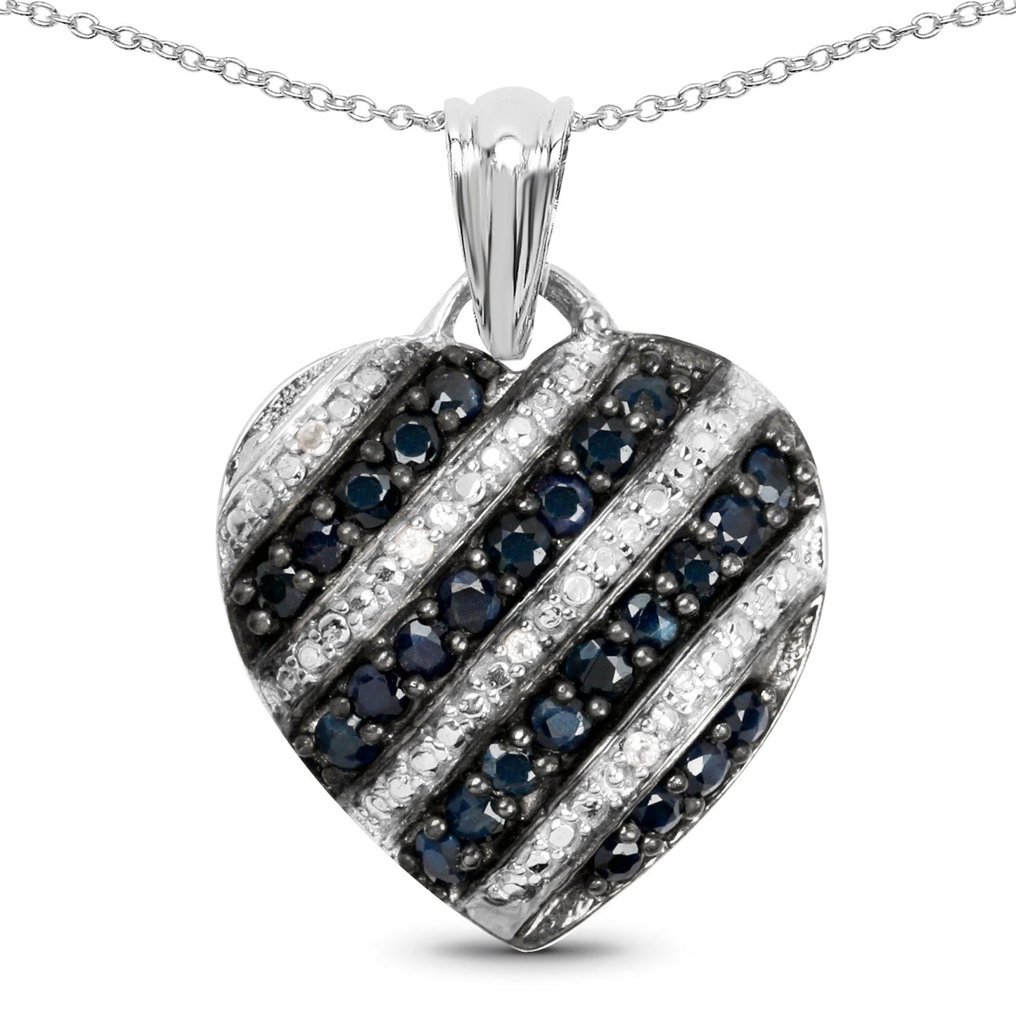 1.55 Carat Genuine Blue Sapphire and White Topaz .925 Sterling Silver Pendant Bids.com