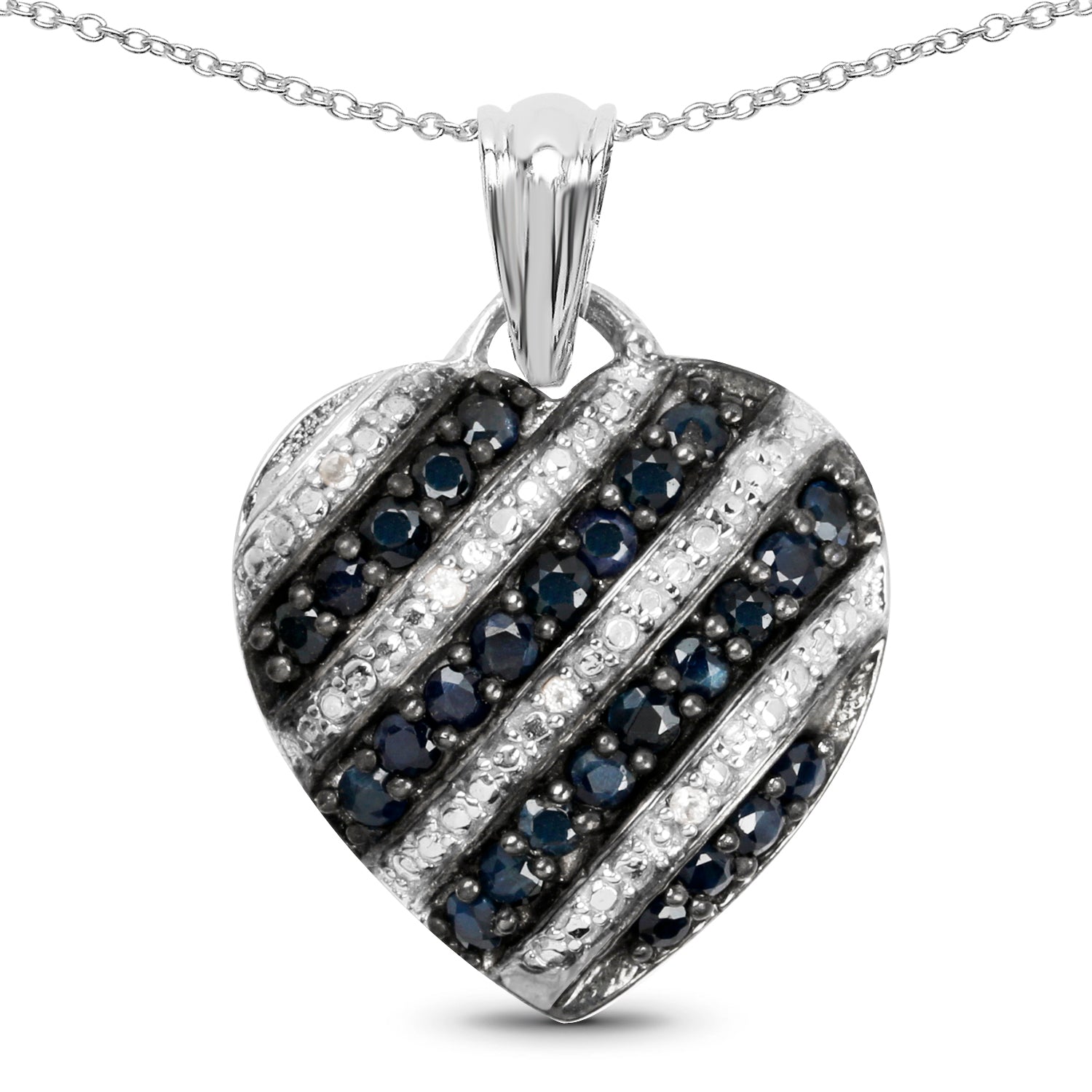 1.55 Carat Genuine Blue Sapphire and White Topaz .925 Sterling Silver Pendant Bids.com